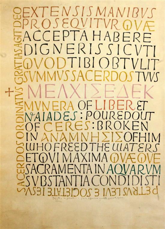 David Jones (1895-1974) Calligraphy 21.5 x 16in.